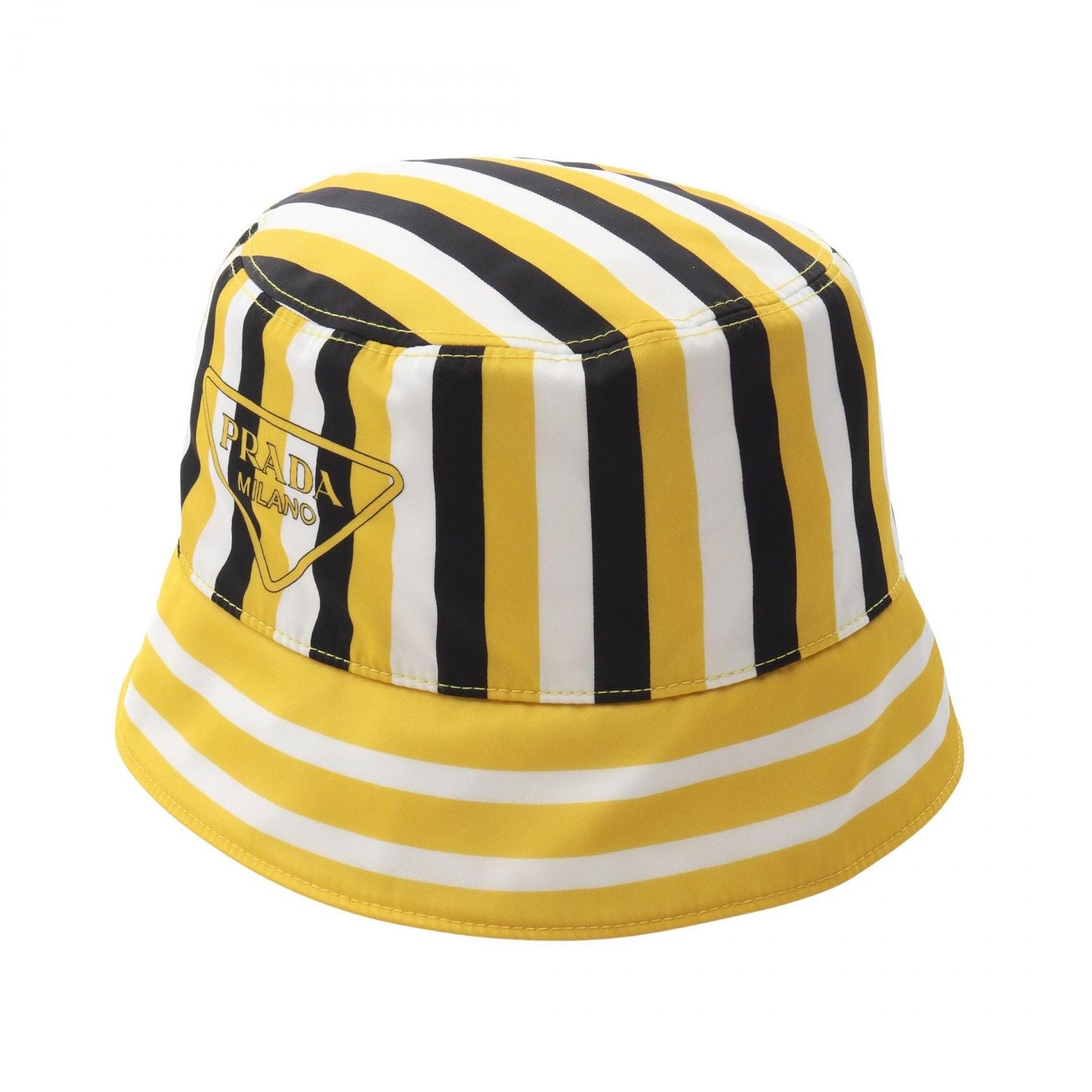 Prada Re-Nylon Striped Bucket Hat Yellow Nylon