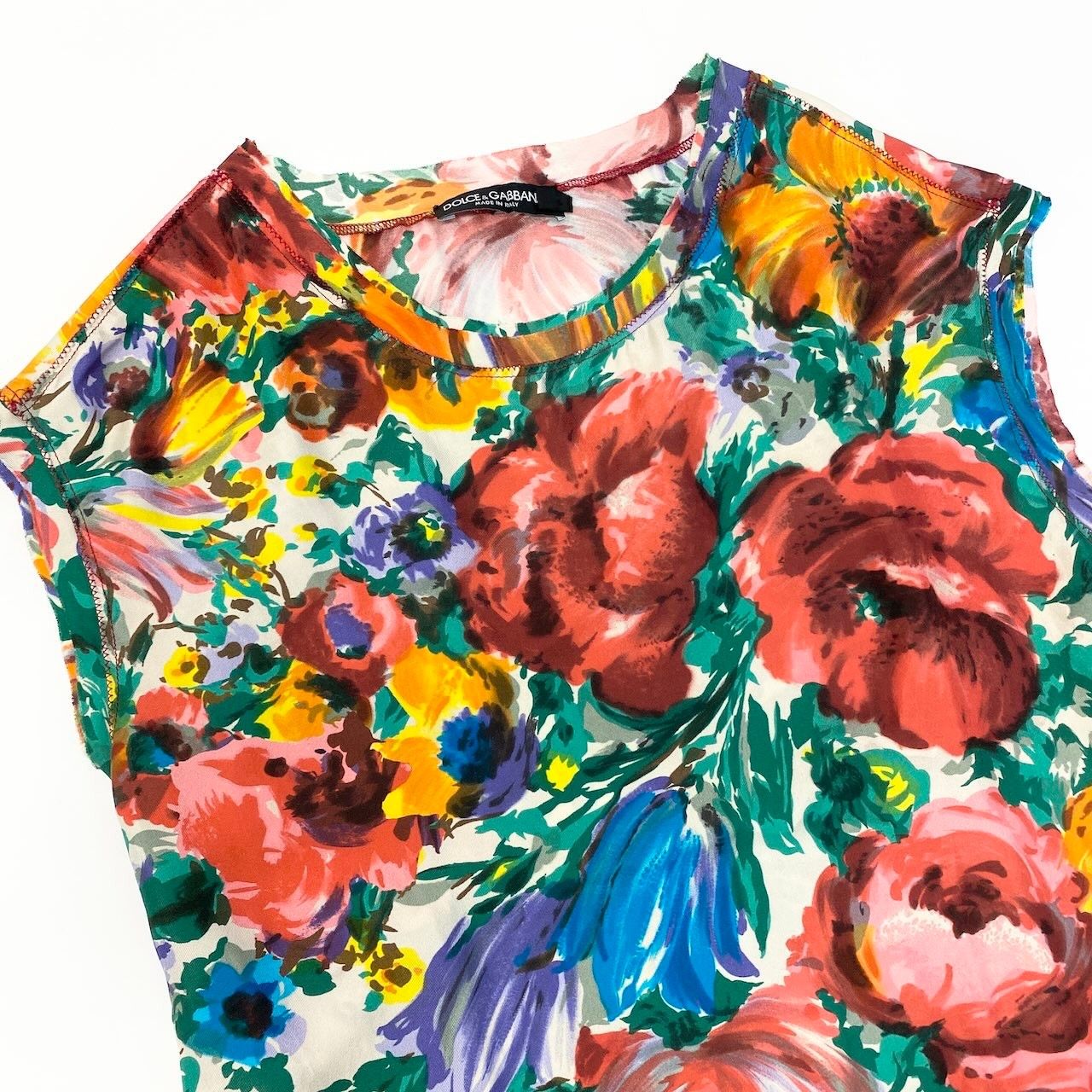 Dolce & Gabbana Ee8 & Floral Silk Blouse Sleeveless 40 Multicolor — view 4
