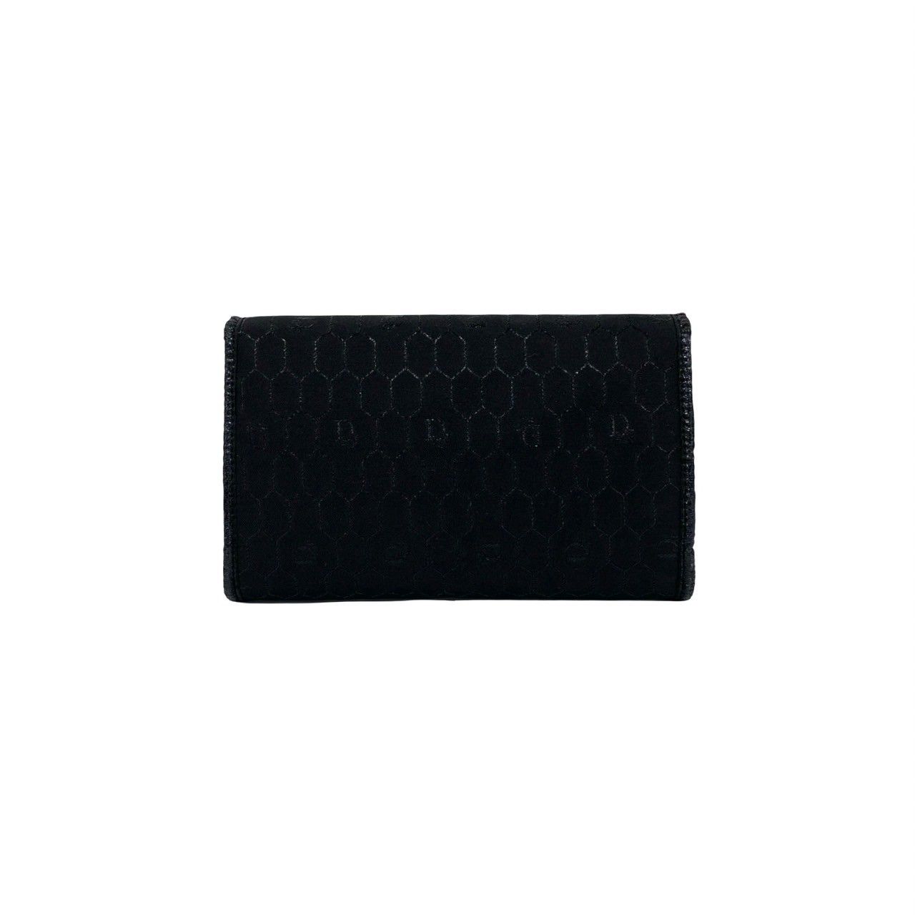Dior Vintage Honeycomb Pattern Logo Nylon Leather Chain Shoulder Bag Black — view 3