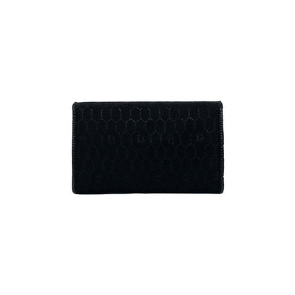 Dior Vintage Honeycomb Pattern Logo Nylon Leather Chain Shoulder Bag Black — view 3