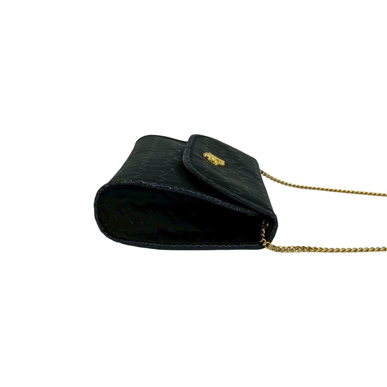 Dior Vintage Honeycomb Pattern Logo Nylon Leather Chain Shoulder Bag Black — view 6