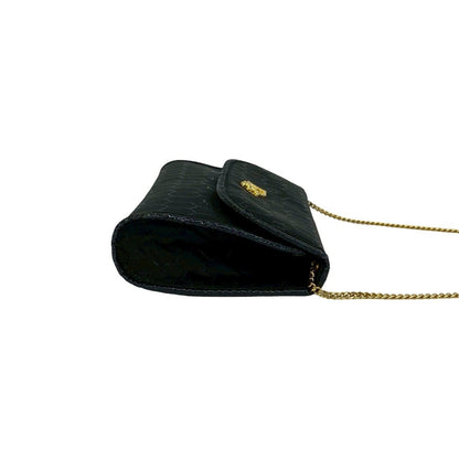 Dior Vintage Honeycomb Pattern Logo Nylon Leather Chain Shoulder Bag Black — view 6