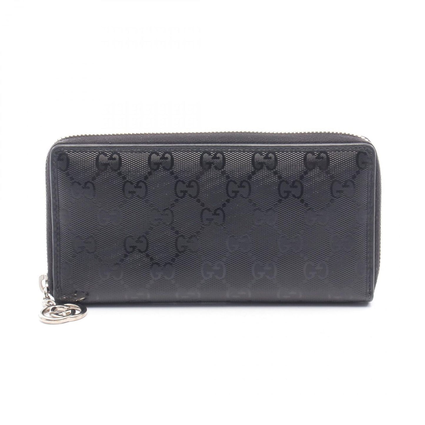 Gucci Round Wallet GG Supreme Black Canvas Leather
