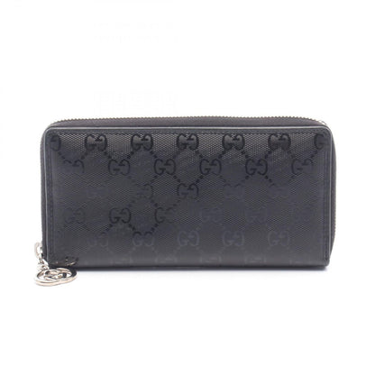 Gucci Round Wallet GG Supreme Black Canvas Leather