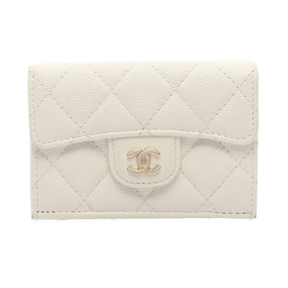 Chanel Trifold Wallet Classic Small Flap Quilted White Caviar Leather