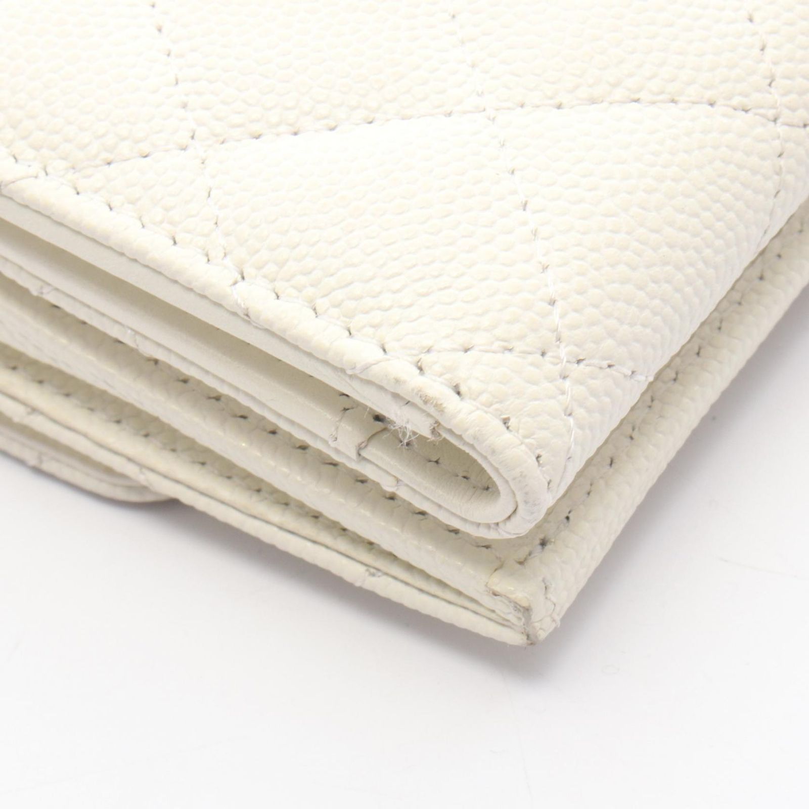 Chanel Trifold Wallet Classic Small Flap Quilted White Caviar Leather — view 9