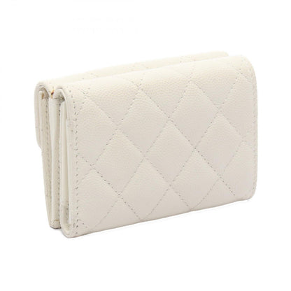 Chanel Trifold Wallet Classic Small Flap Quilted White Caviar Leather — view 2