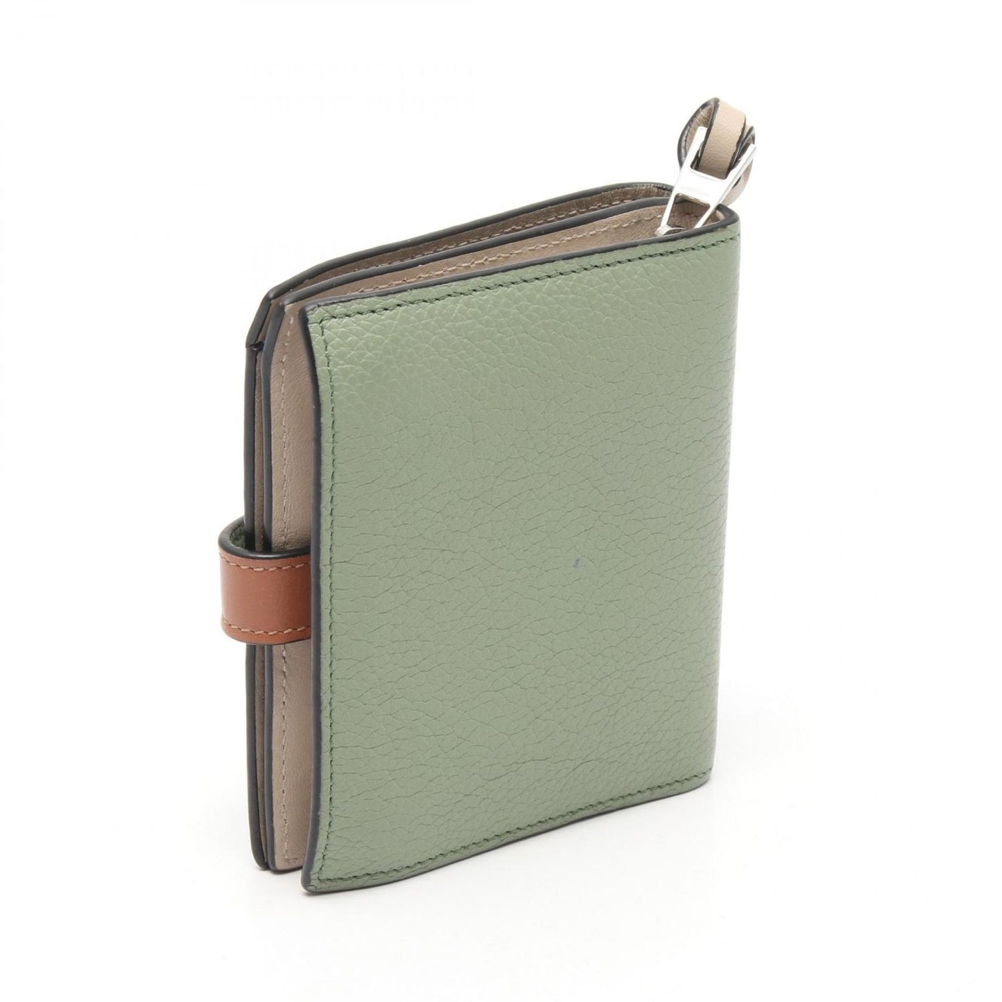 Loewe Bifold Wallet Anagram Compact Zip Green Brown Leather — view 2