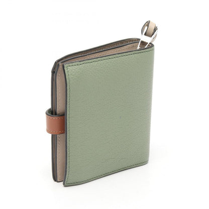 Loewe Bifold Wallet Anagram Compact Zip Green Brown Leather — view 2