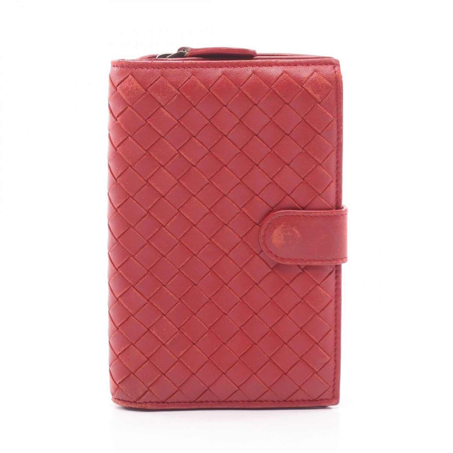 Bottega Veneta Bifold Wallet Intrecciato Red Leather
