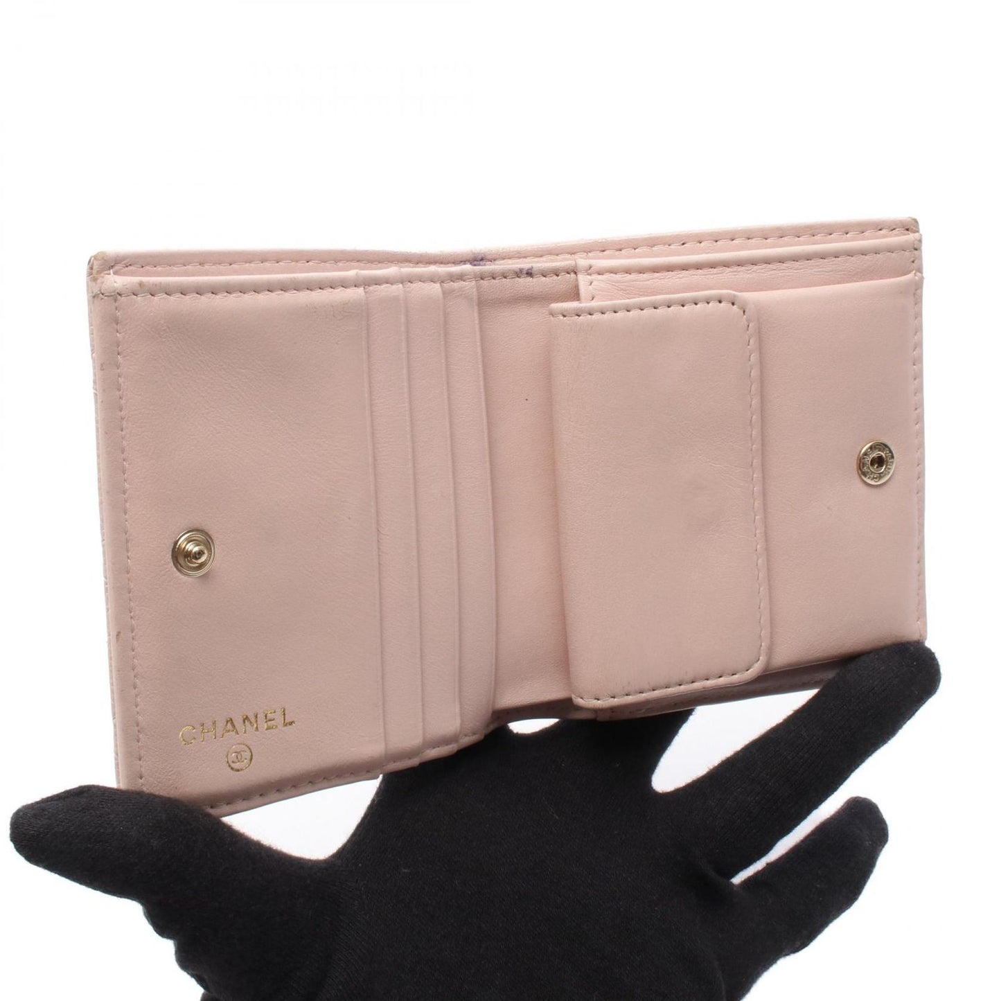 Chanel Bifold Wallet Quilted Small Pink Caviar Leather — view 3