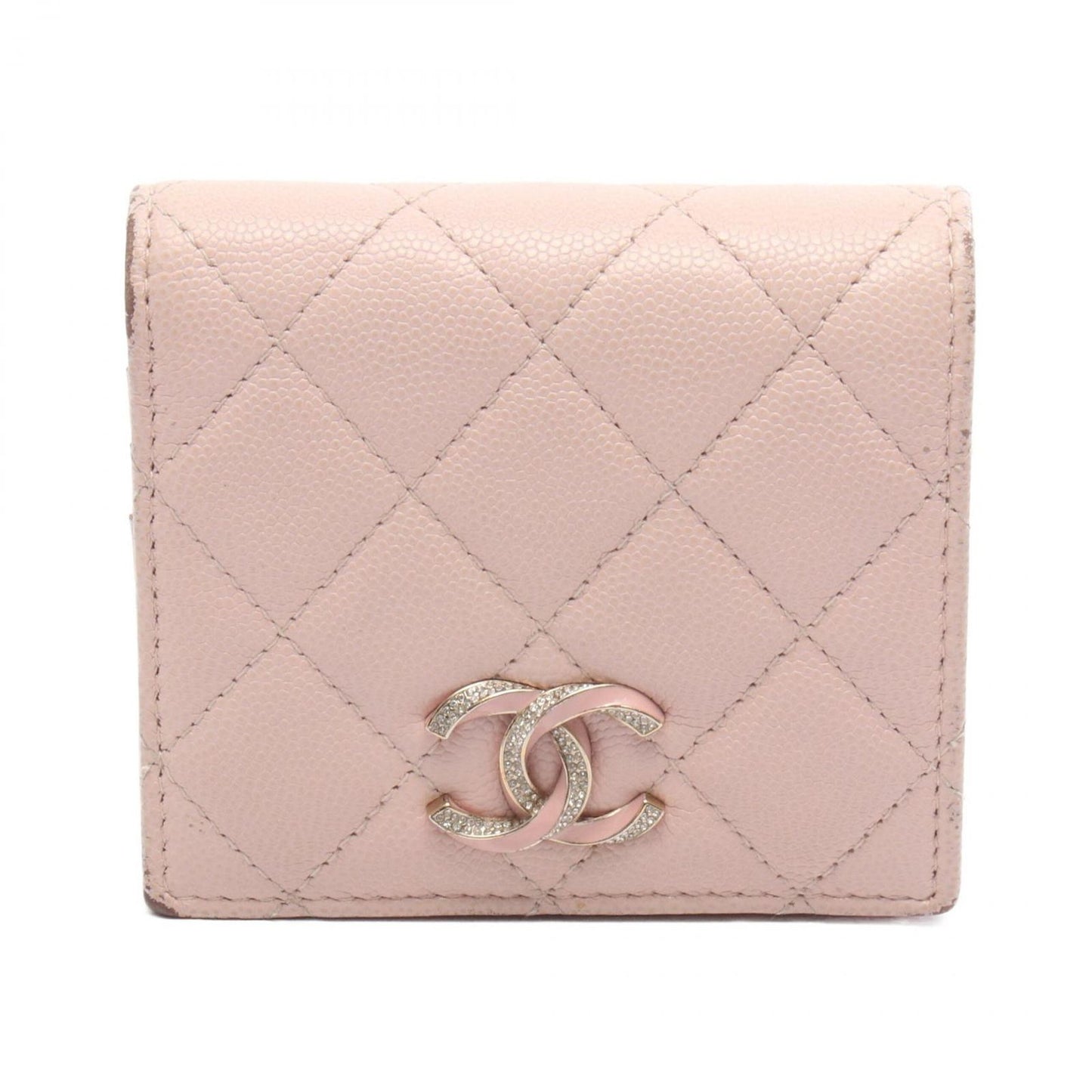 Chanel Bifold Wallet Quilted Small Pink Caviar Leather
