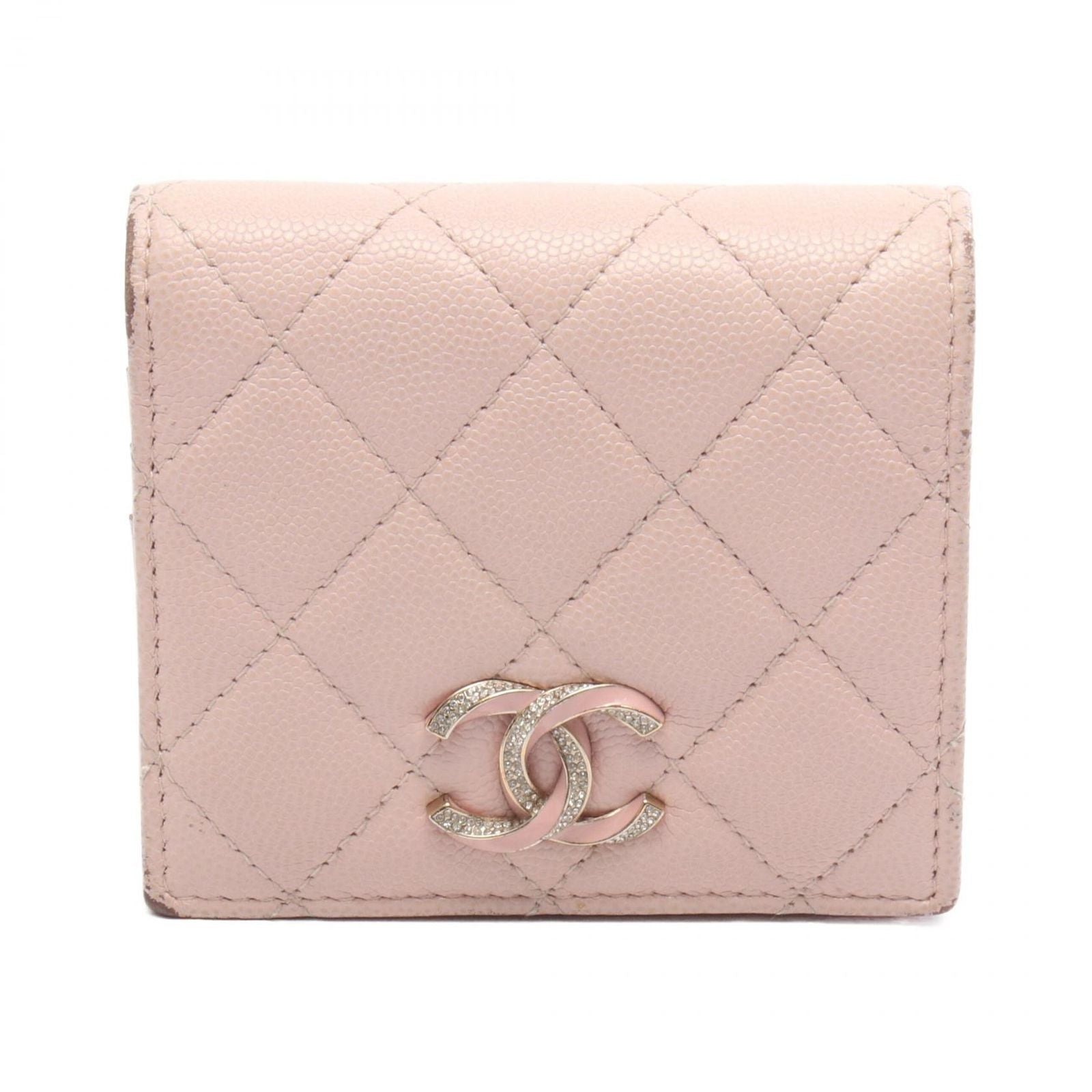 Chanel Bifold Wallet Quilted Small Pink Caviar Leather