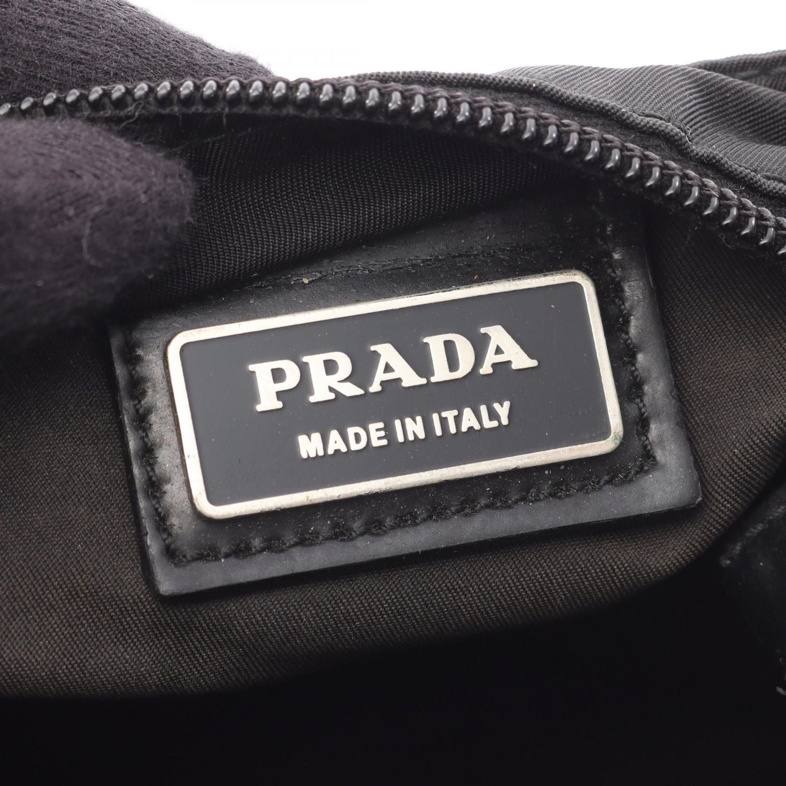 Prada Shoulder Bag Black Nylon Leather Triangle Logo — view 4