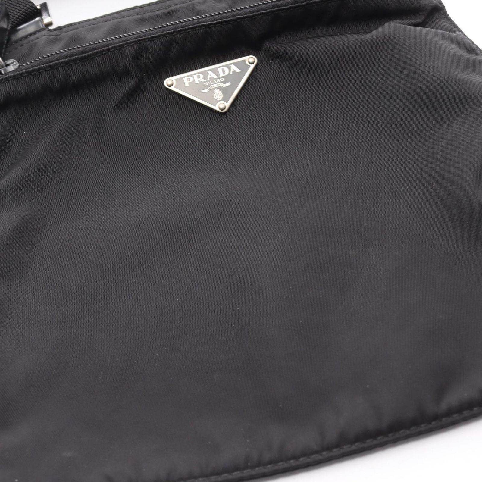 Prada Shoulder Bag Black Nylon Leather Triangle Logo — view 9