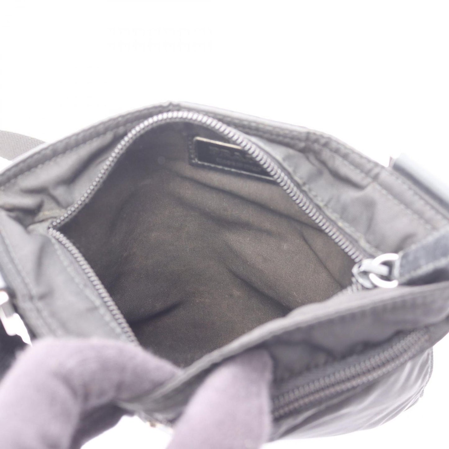Prada Shoulder Bag Black Nylon Leather Triangle Logo — view 5