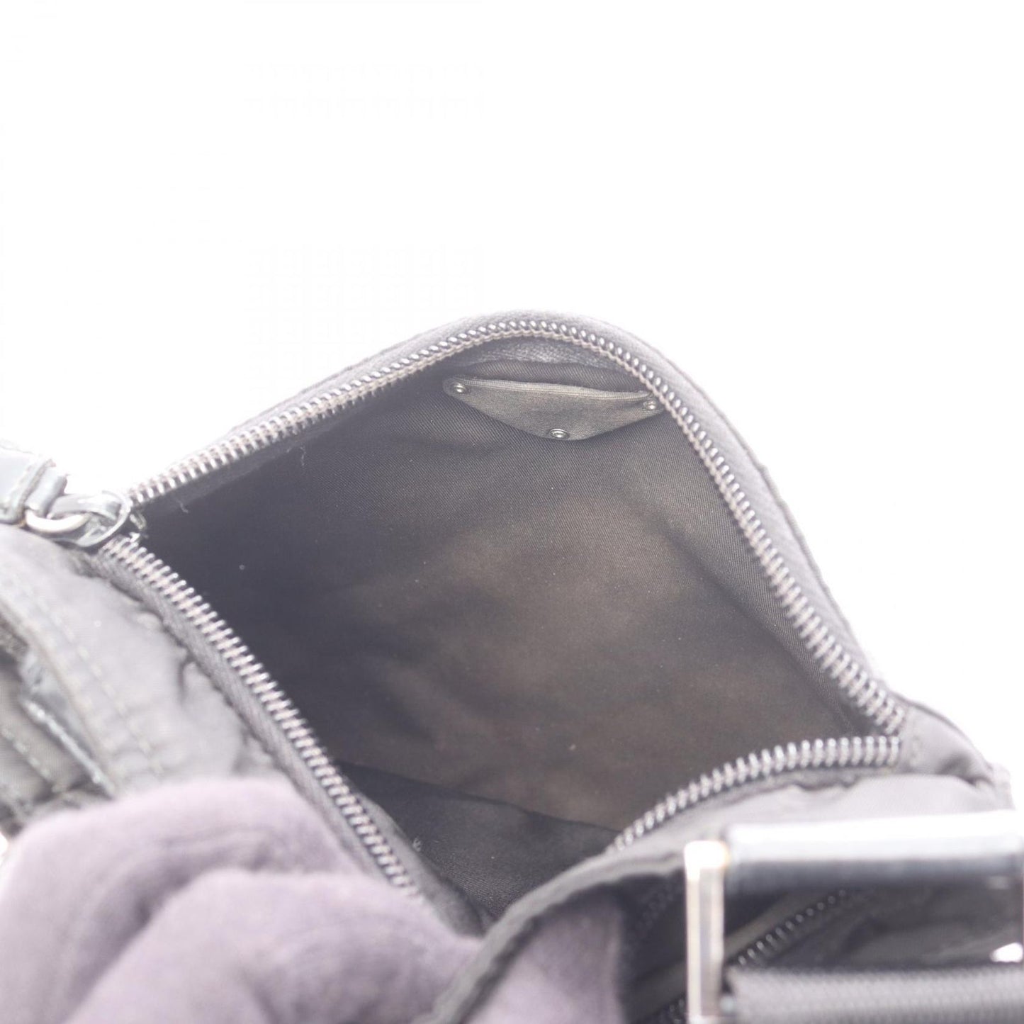 Prada Shoulder Bag Black Nylon Leather Triangle Logo — view 8