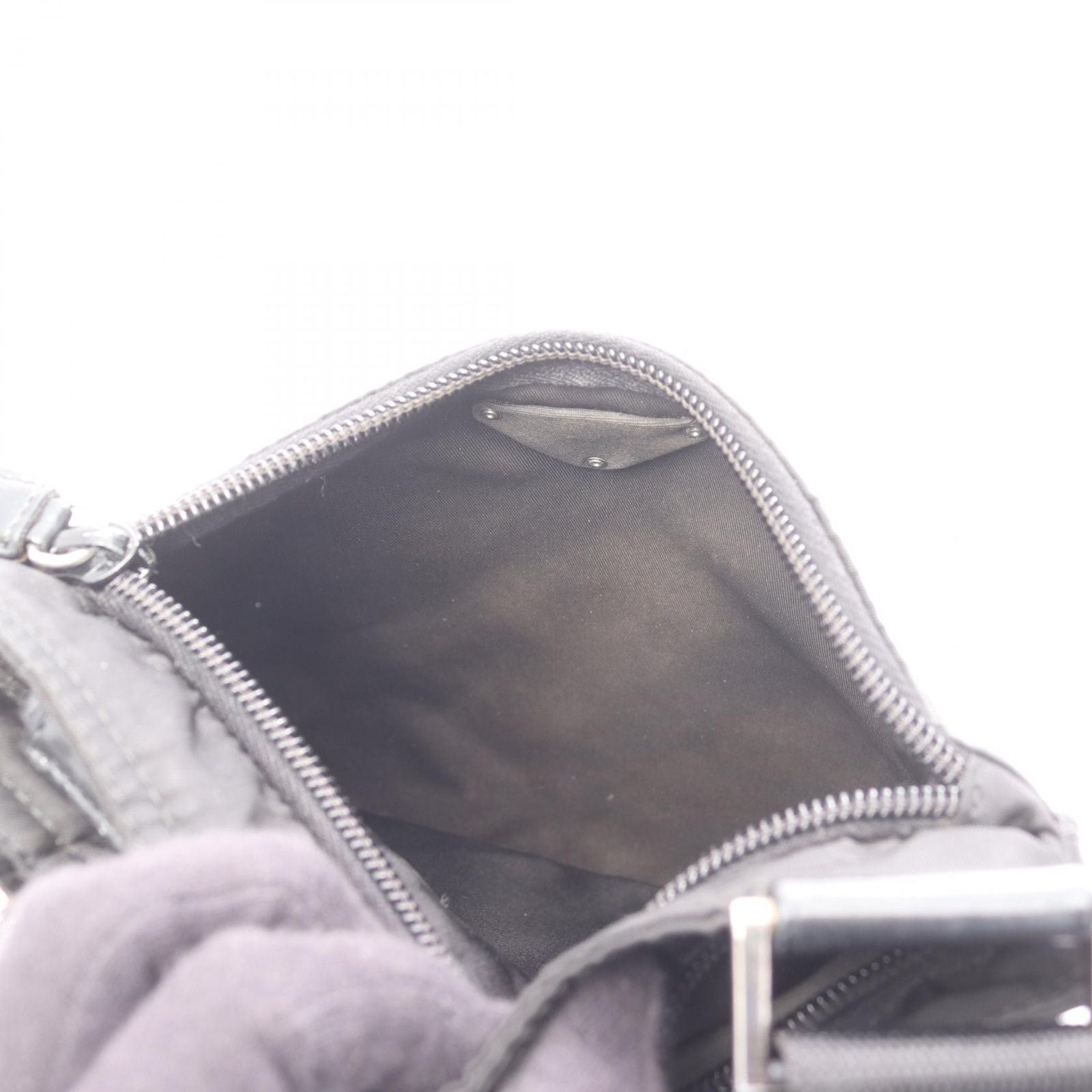 Prada Shoulder Bag Black Nylon Leather Triangle Logo — view 8