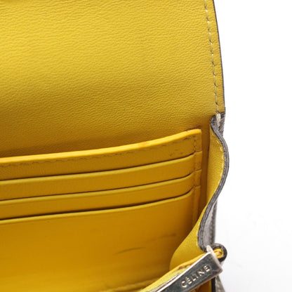 Celine Bifold Wallet Large Flap Multi Function Gray Yellow Leather — view 8