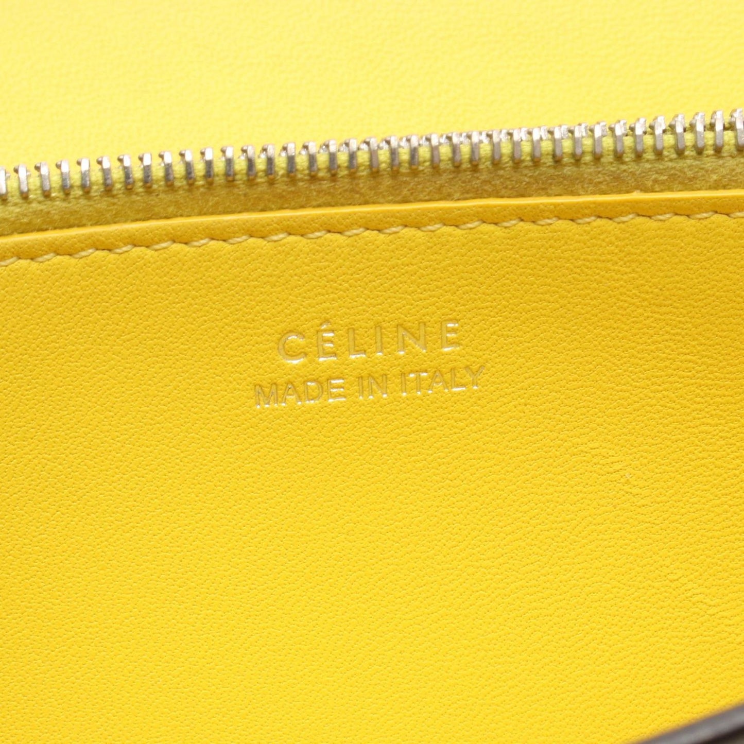 Celine Bifold Wallet Large Flap Multi Function Gray Yellow Leather — view 5