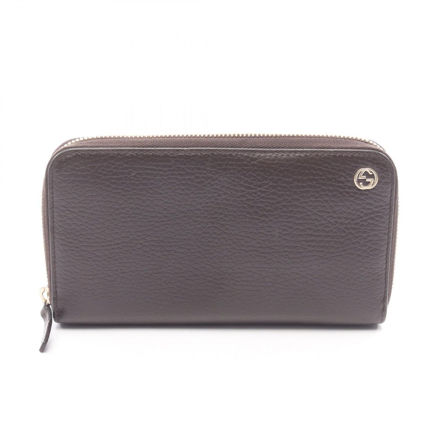 Gucci Round Wallet Interlocking Dark Brown Leather
