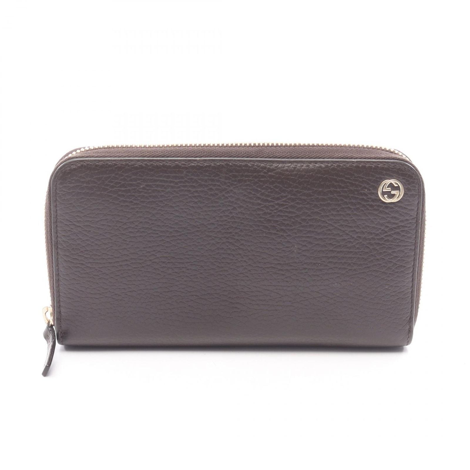 Gucci Round Wallet Interlocking Dark Brown Leather