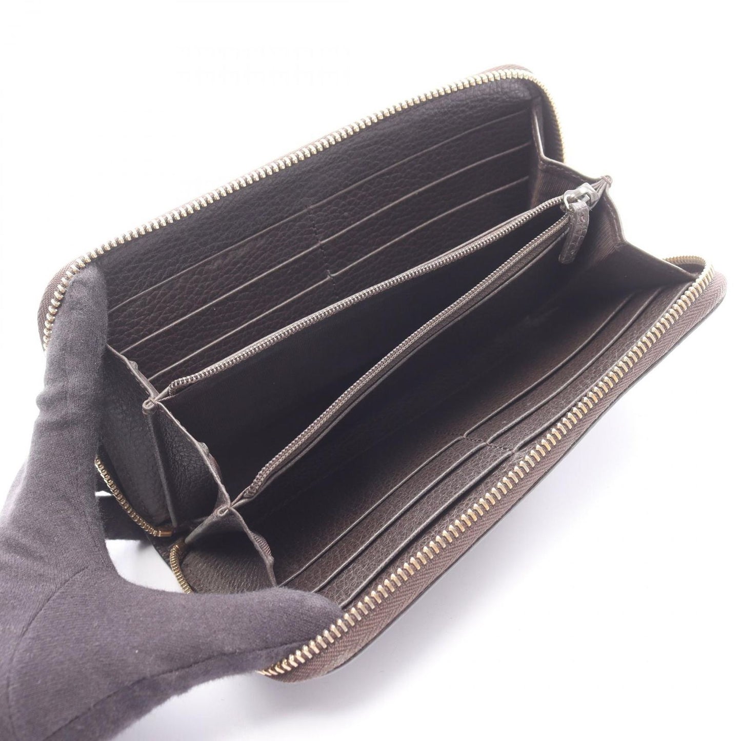 Gucci Round Wallet Interlocking Dark Brown Leather — view 3