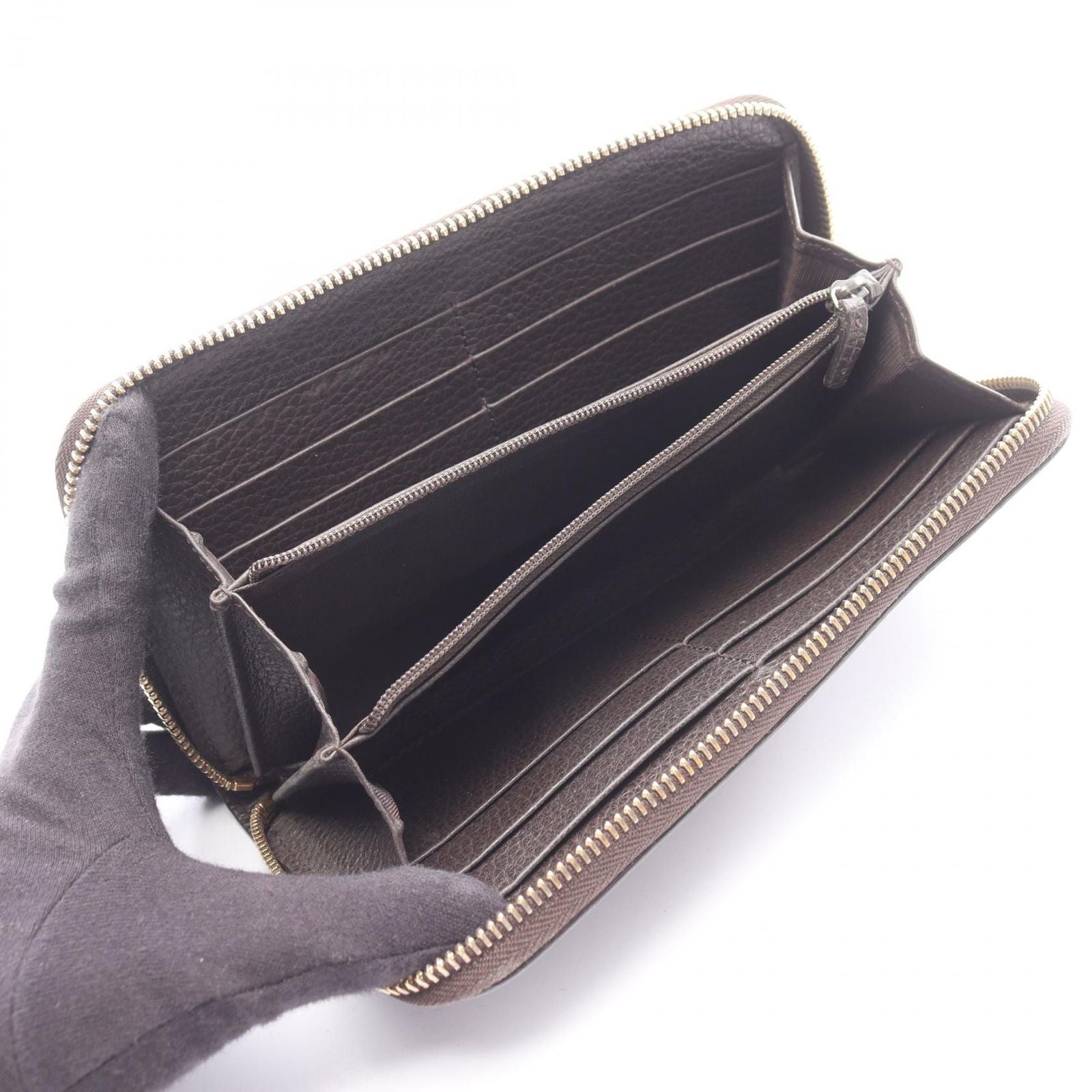 Gucci Round Wallet Interlocking Dark Brown Leather — view 3