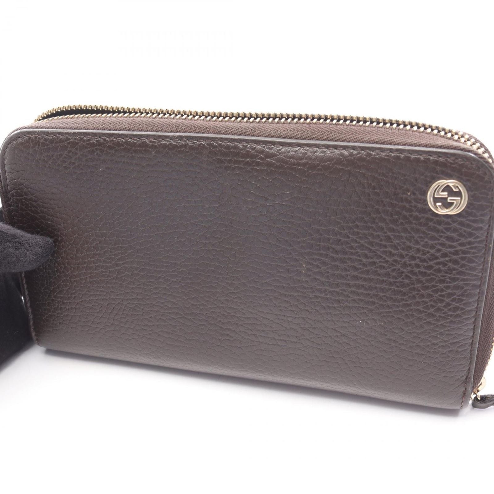 Gucci Round Wallet Interlocking Dark Brown Leather — view 9