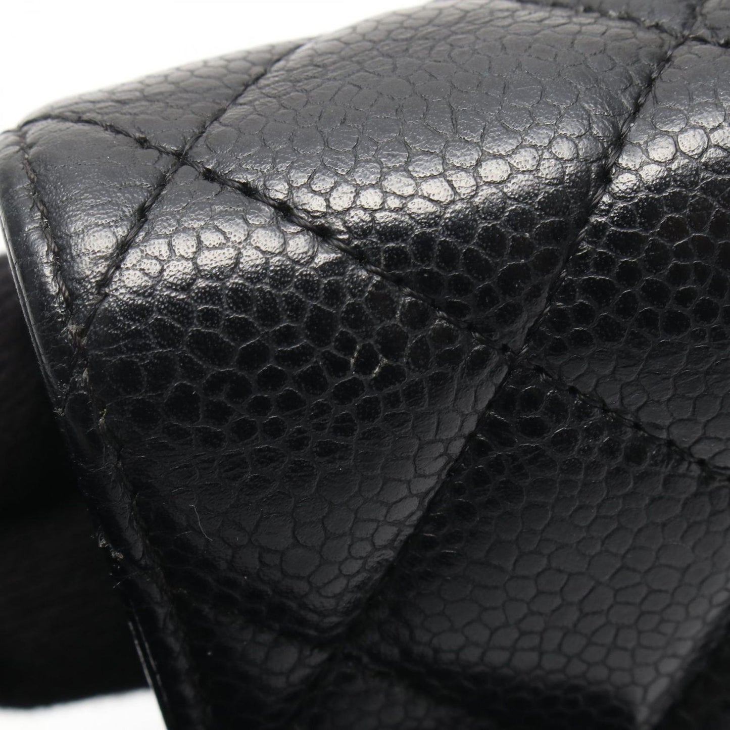 Chanel Bifold Wallet Quilted Black Caviar Leather Classic Long Flap — view 9