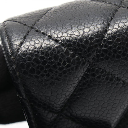 Chanel Bifold Wallet Quilted Black Caviar Leather Classic Long Flap — view 9