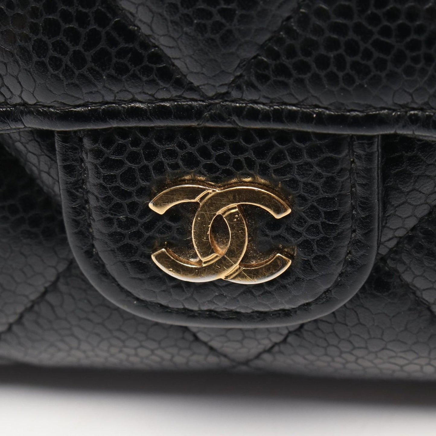 Chanel Bifold Wallet Quilted Black Caviar Leather Classic Long Flap — view 8