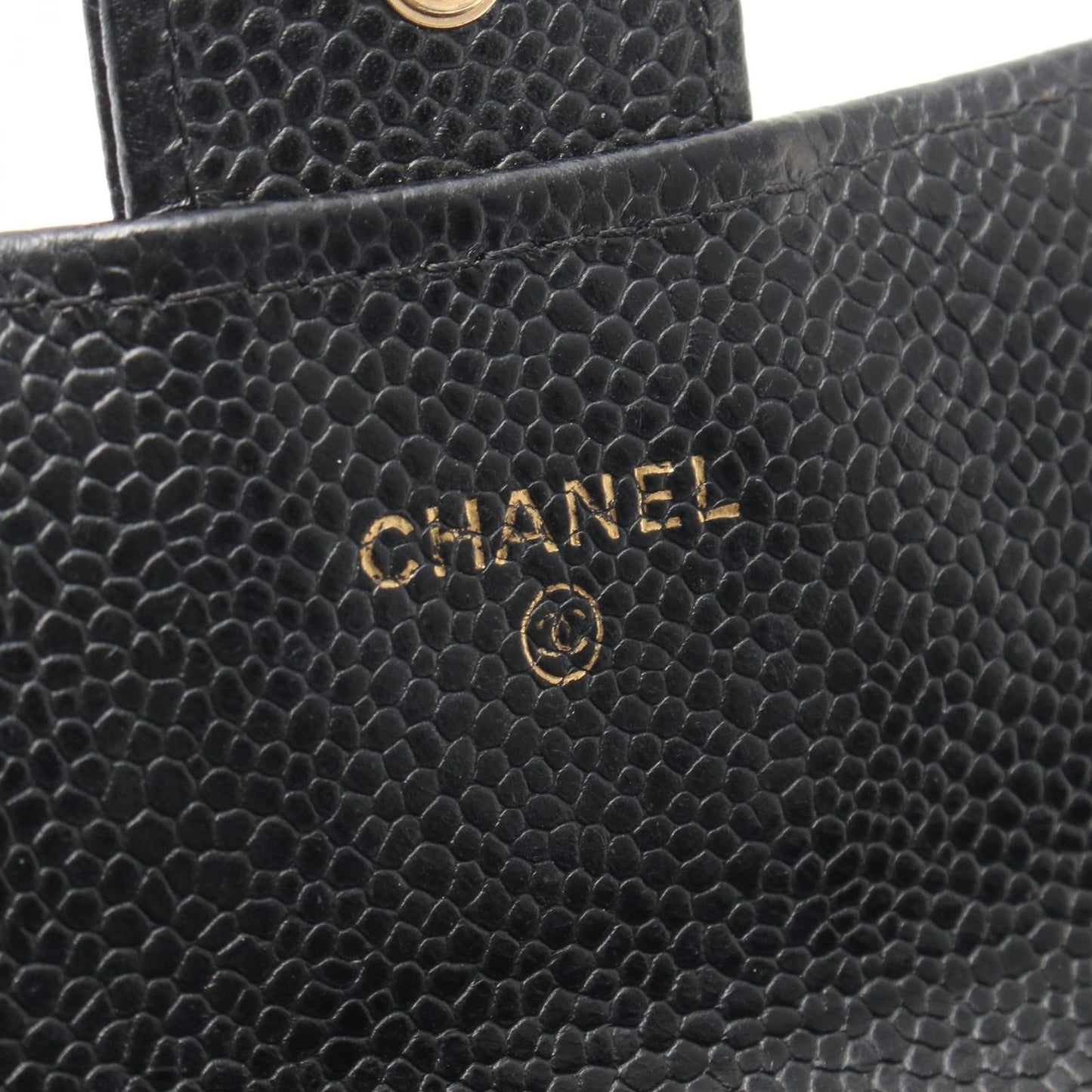 Chanel Bifold Wallet Quilted Black Caviar Leather Classic Long Flap — view 5