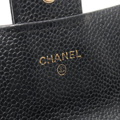 Chanel Bifold Wallet Quilted Black Caviar Leather Classic Long Flap — view 5