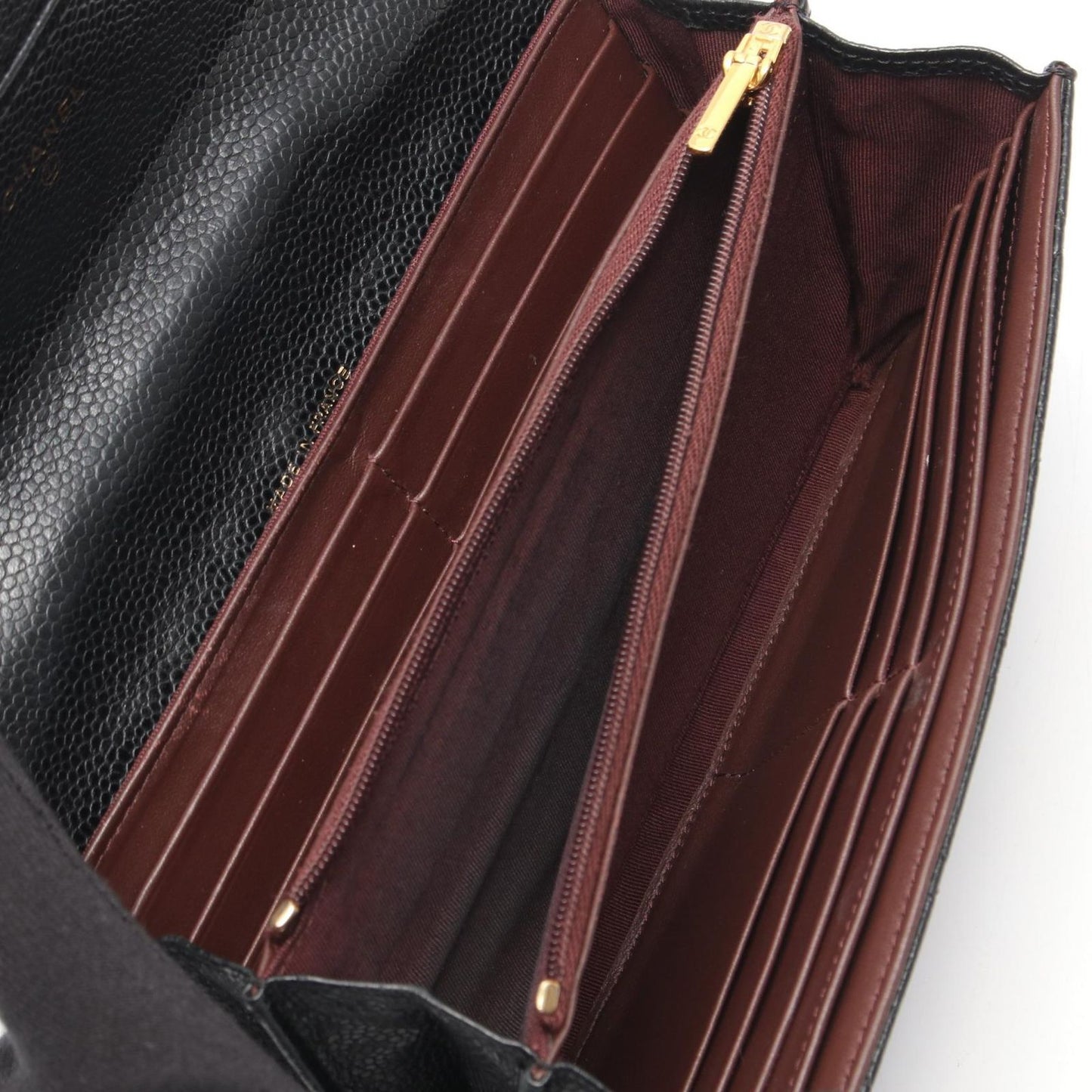 Chanel Bifold Wallet Quilted Black Caviar Leather Classic Long Flap — view 3
