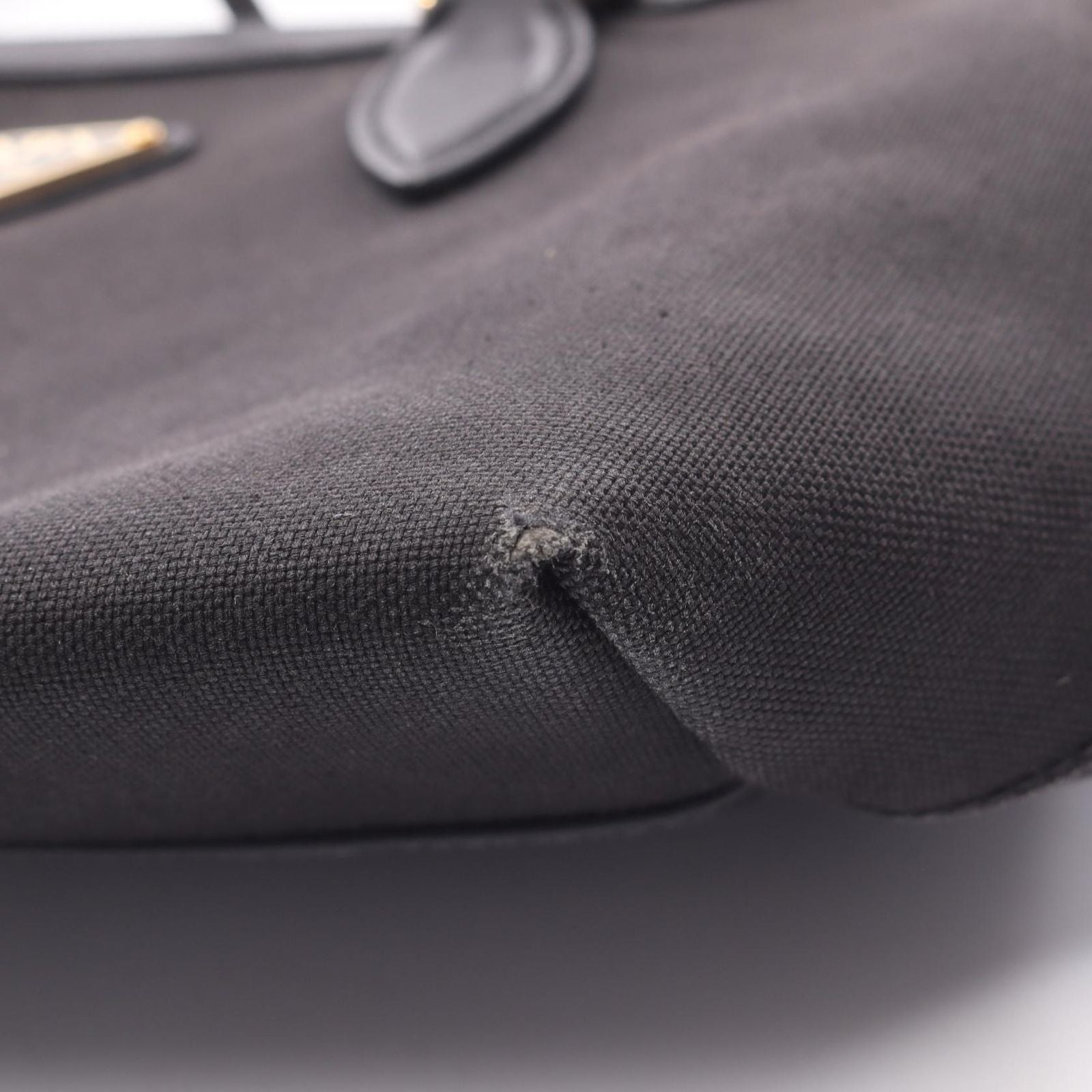 Prada Handbag Black Canvas Leather Triangle Logo 2-Way Shoulder — view 9
