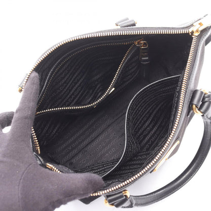 Prada Handbag Black Canvas Leather Triangle Logo 2-Way Shoulder — view 3