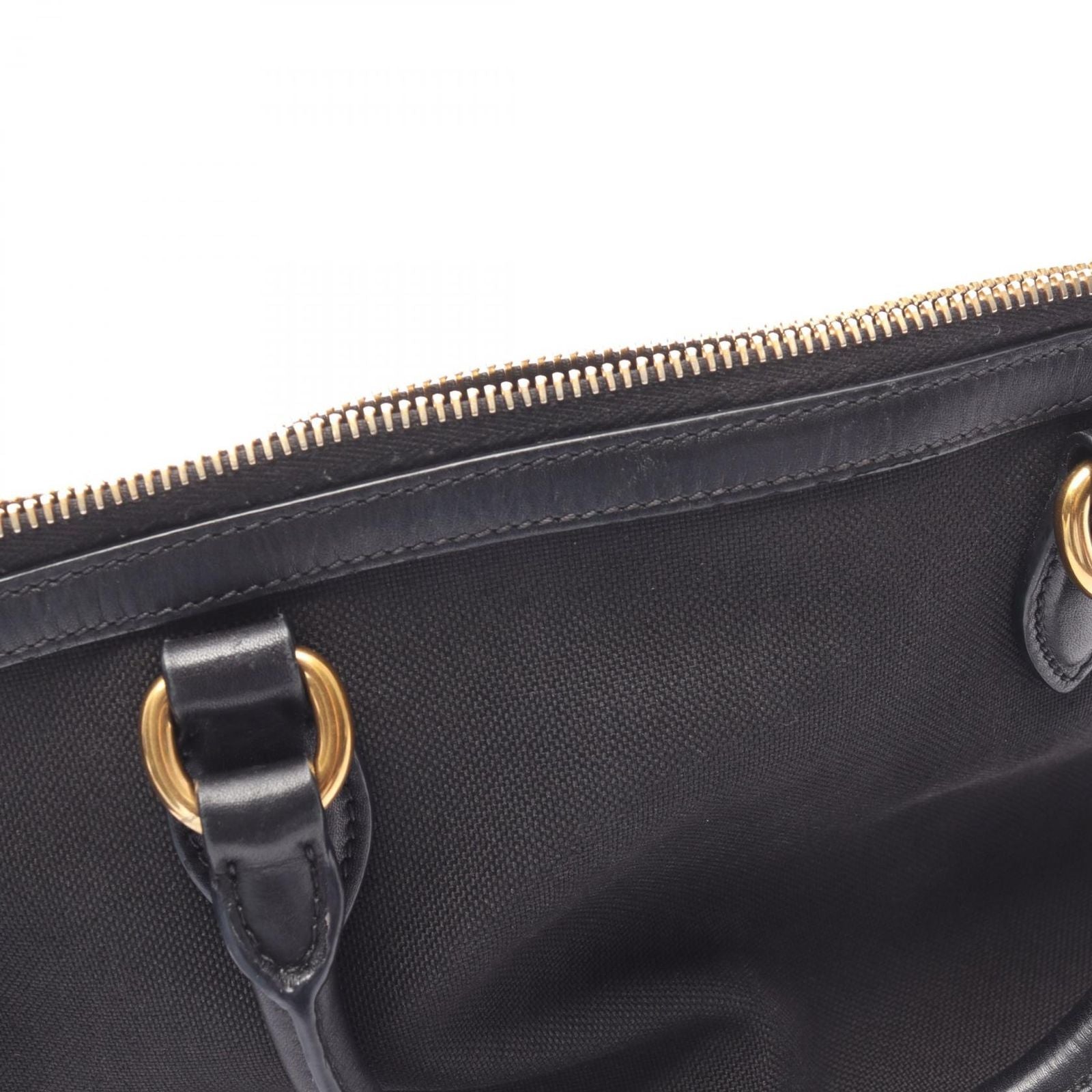 Prada Handbag Black Canvas Leather Triangle Logo 2-Way Shoulder — view 6