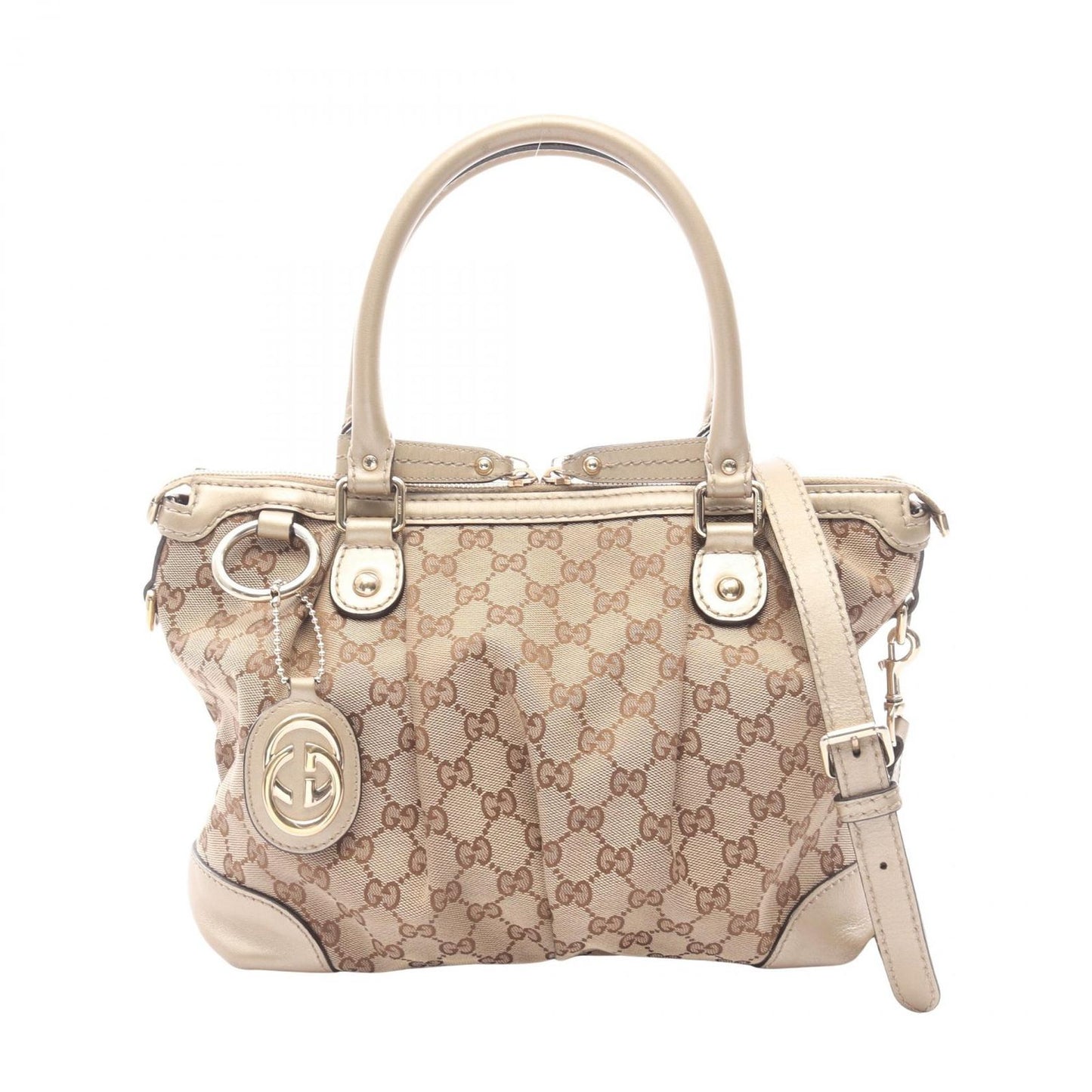 Gucci Handbag Ski GG Canvas 2-Way Beige Ski Shoulder