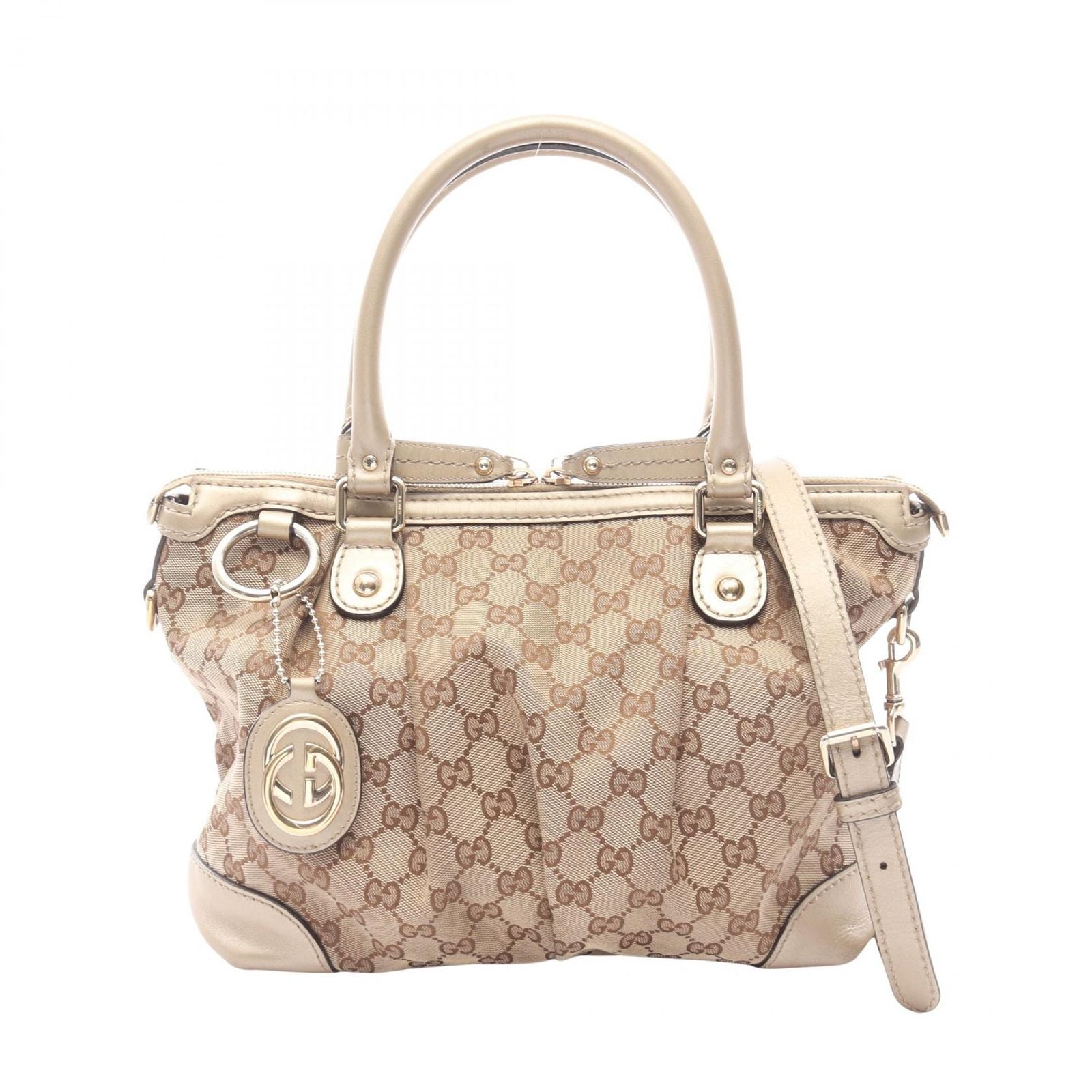 Gucci Handbag Ski GG Canvas 2-Way Beige Ski Shoulder