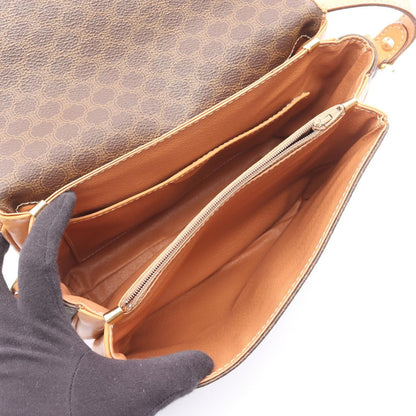 Celine Shoulder Bag Macadam Dark Brown Canvas Leather — view 3
