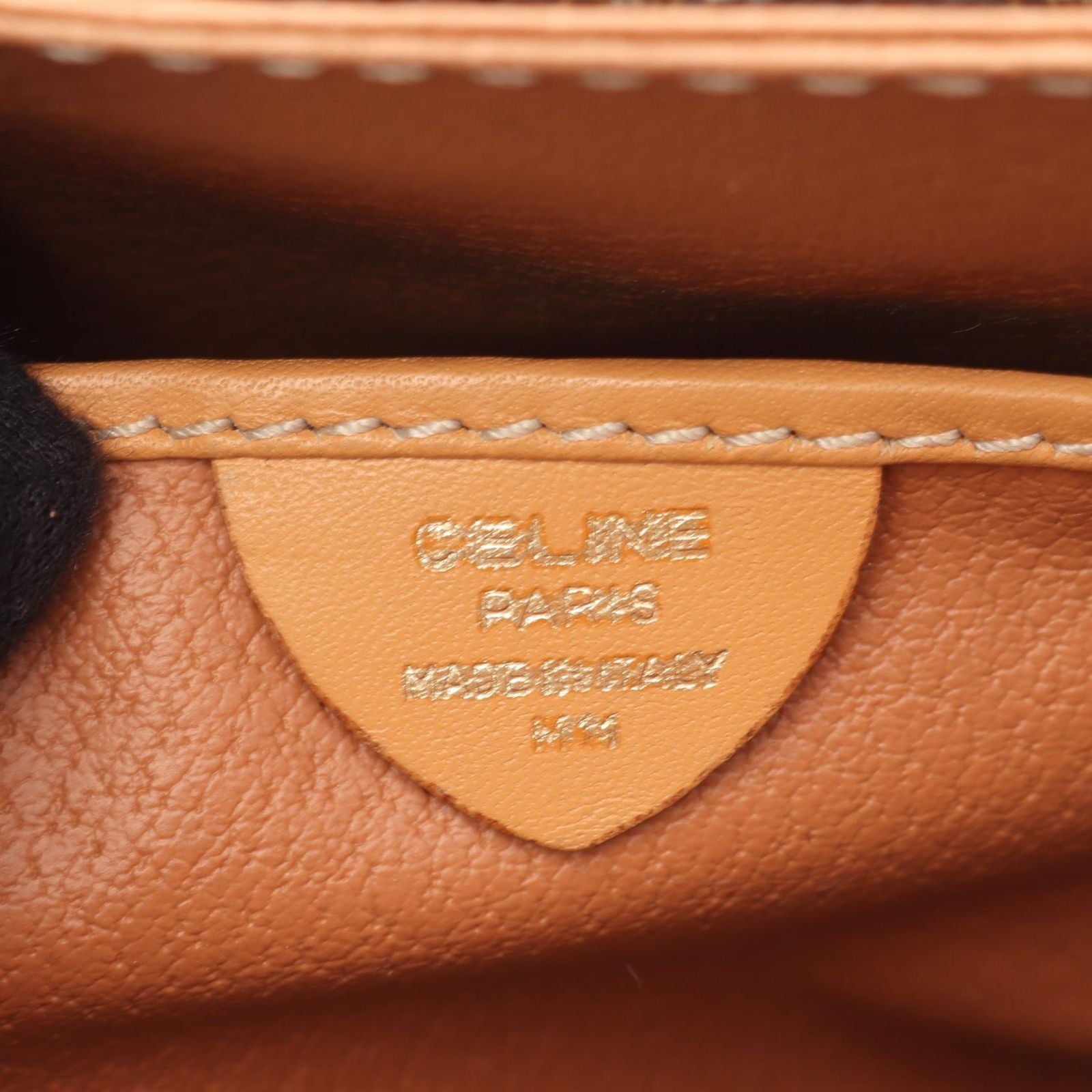 Celine Shoulder Bag Macadam Dark Brown Canvas Leather — view 4