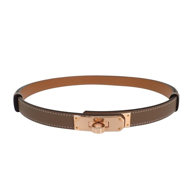 Hermes Kelly 18 Belt Veau Epsom Beige Etoupe Gold SA