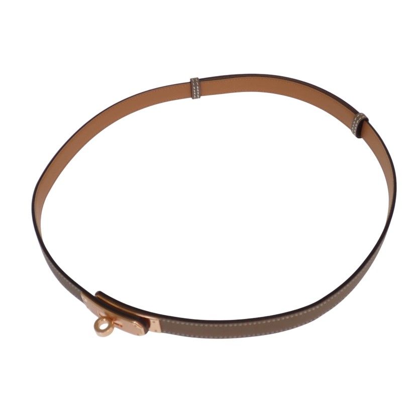 Hermes Kelly 18 Belt Veau Epsom Beige Etoupe Gold SA — view 5