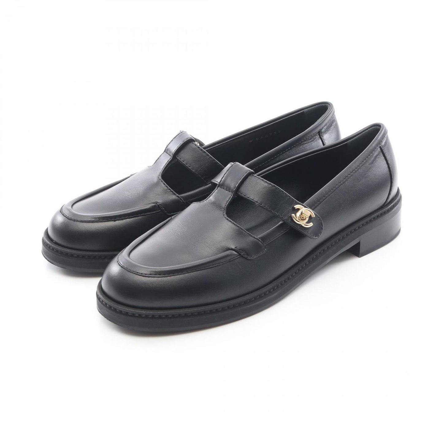 Chanel Loafers CC Logo Turnlock Black Leather