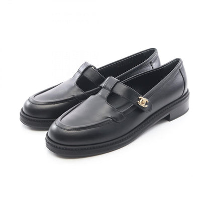 Chanel Loafers CC Logo Turnlock Black Leather