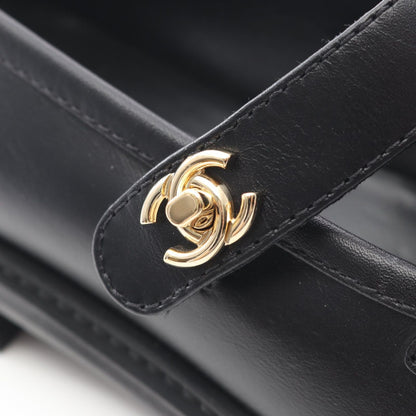 Chanel Loafers CC Logo Turnlock Black Leather — view 9