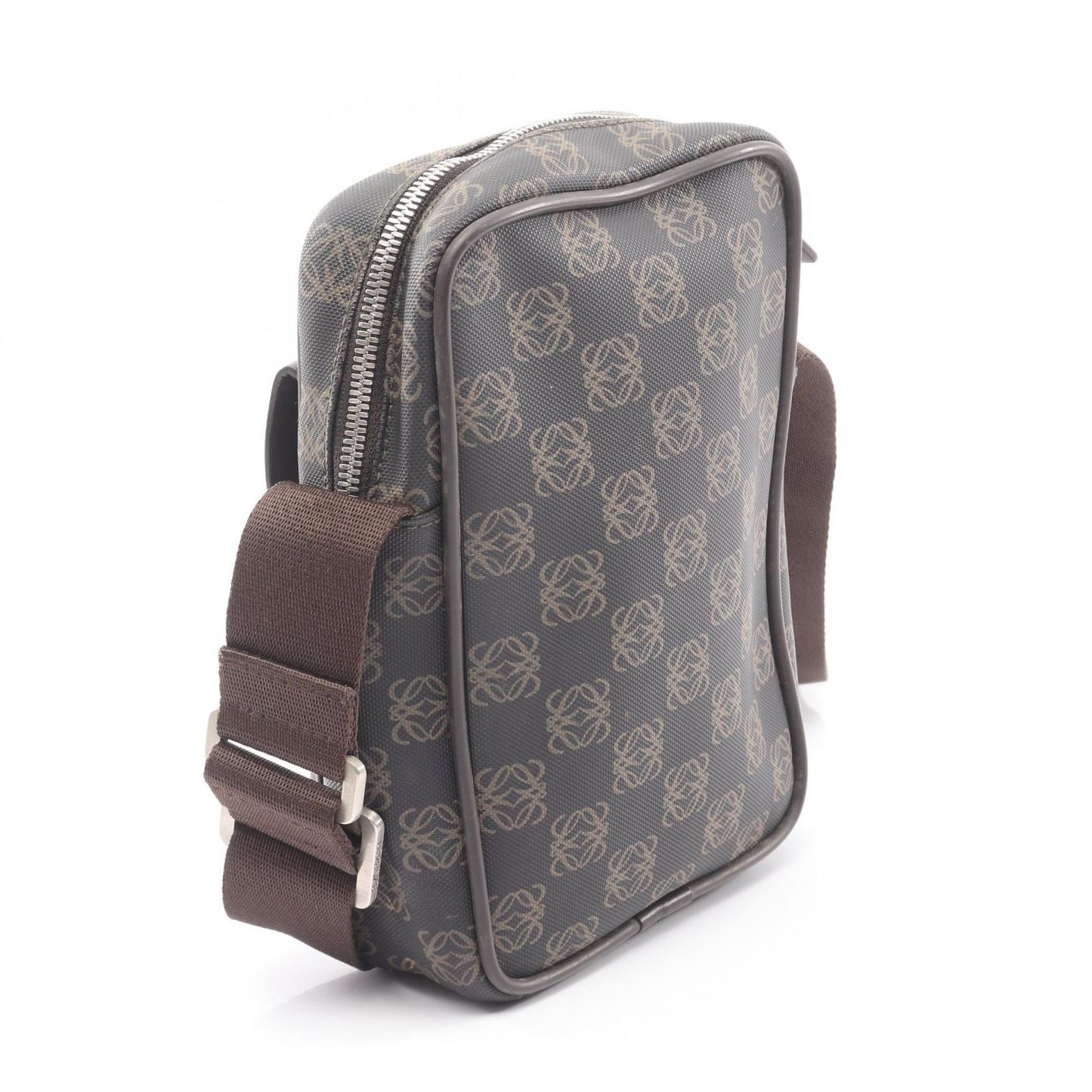 Loewe Shoulder Bag Repeat Anagram Dark Brown Canvas Leather — view 2