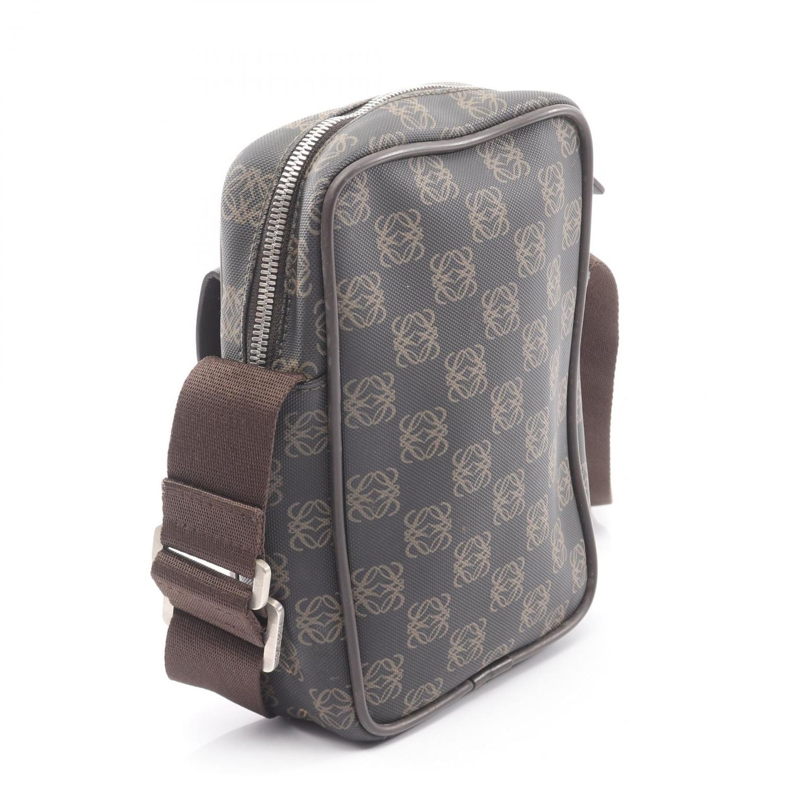 Loewe Shoulder Bag Repeat Anagram Dark Brown Canvas Leather — view 2
