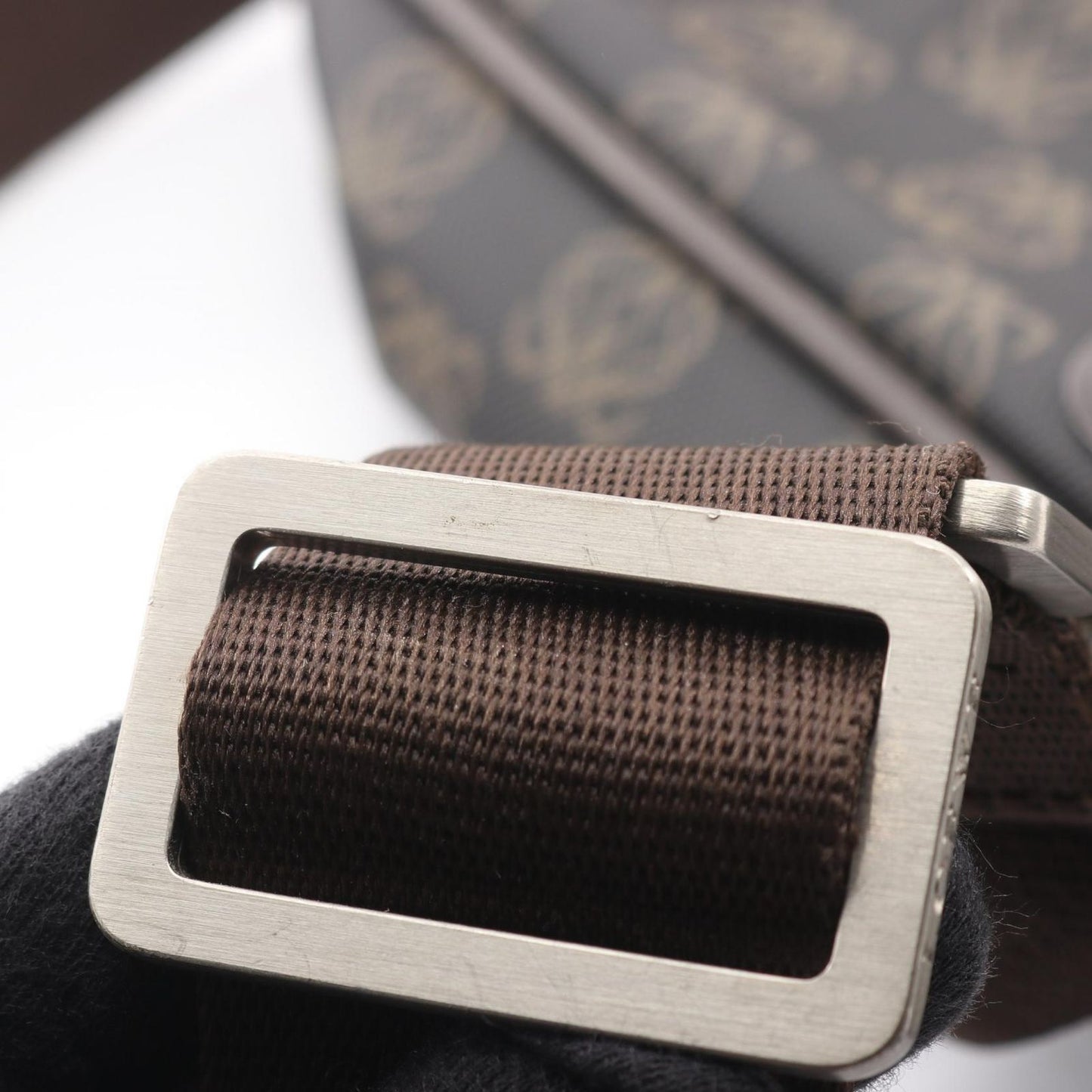 Loewe Shoulder Bag Repeat Anagram Dark Brown Canvas Leather — view 9